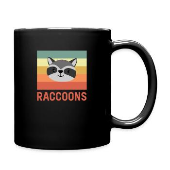 Raccoon Retro Cute Animal Cute Gift Nature - Full Colour Mug - black - Right