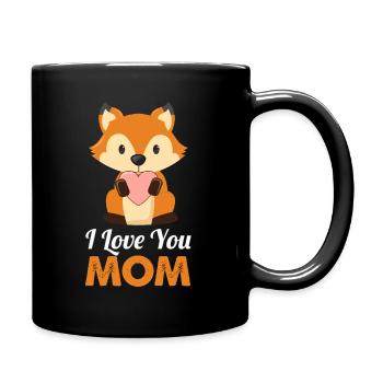 Fox mit einem Herz für Muttertag - Tasse einfarbig - Schwarz - Rechts