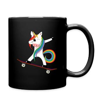 Einhorn Dabbing Unicorn Skateboard Regenbogen - Tasse einfarbig - Schwarz - Rechts