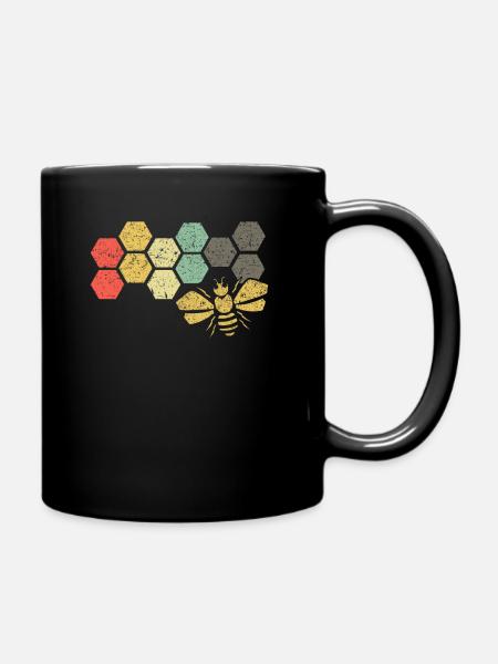 Bee bee beekeeper nature conservation retro colorful gift - Full Colour Mug - black