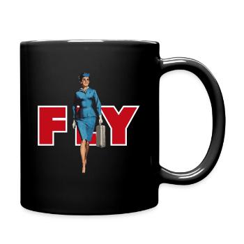 Flight Attendant Stewardess Heroine of the Skies - Full Colour Mug - black - Right