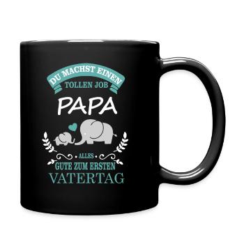 Erster Vatertag - Elefant - Tasse einfarbig - Schwarz - Rechts