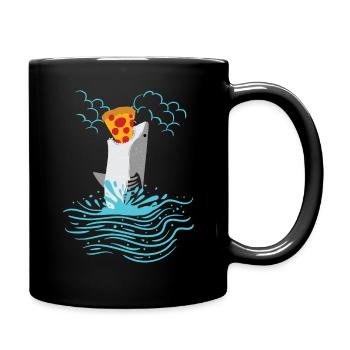 Requin poisson pizza océan créatures marines animaux drôles - Mug uni - noir - Droite