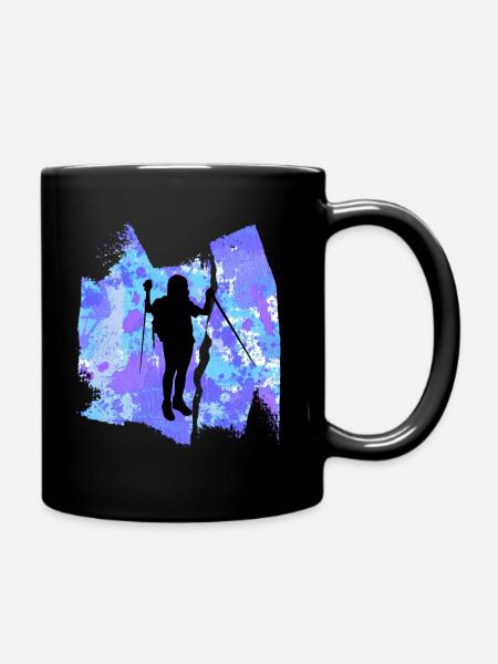 Hiking Wanderlust Hiker Mountaineering T Shirt - Full Colour Mug - black