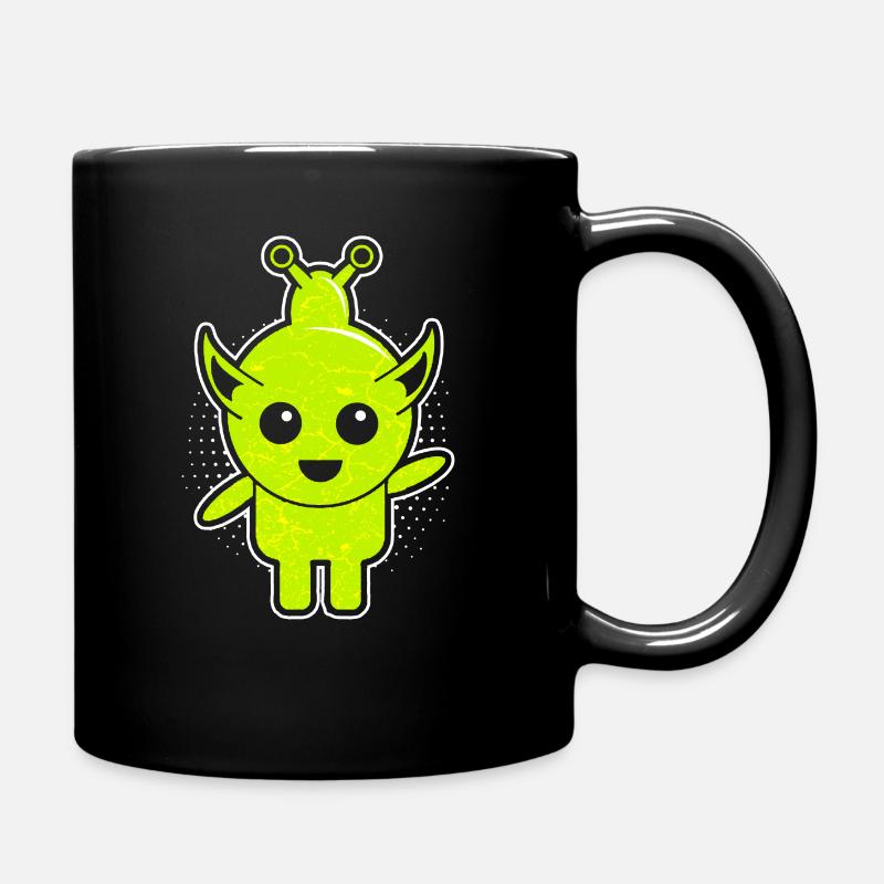 Süsses grünes Alien Männchen - Tasse einfarbig - Schwarz