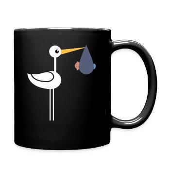 Cigogne avec bébé - Mug uni - noir - Droite