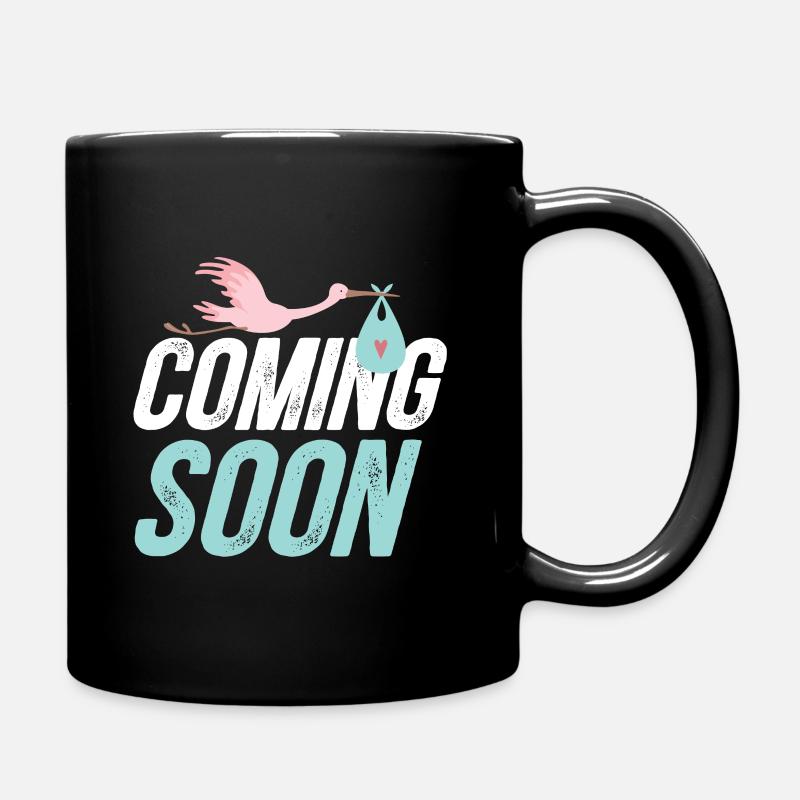 Schwangerschaft Baby Storch - Tasse einfarbig - Schwarz