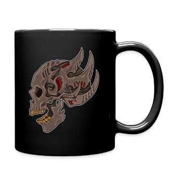 Cyberpunk Skull | Futuristic Death Tribal - Full Colour Mug - black - Right