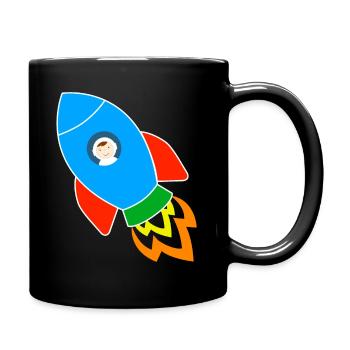 Rocket with astronaut - Full Colour Mug - black - Right