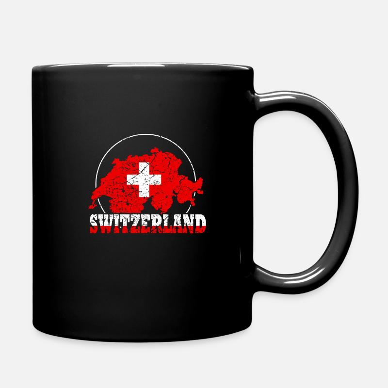 Schweizer Fahne Schweiz Nationalflagge Retro - Tasse einfarbig - Schwarz