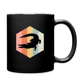 Krokodil Aligator Raubtier Reptilien Geschenk - Tasse einfarbig - Schwarz - Rechts