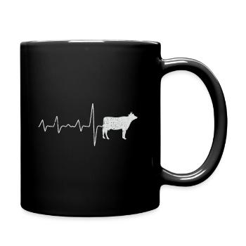 Heartbeat textured cow gift - Full Colour Mug - black - Right