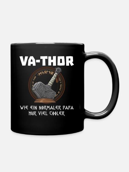 Va-Thor Vater Thor Vatertag Wikinger Papa Geschenk - Tasse einfarbig - Schwarz