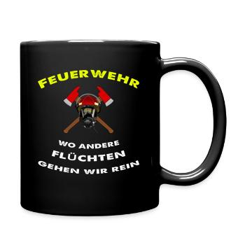 Feuerwehr - Tasse einfarbig - Schwarz - Rechts