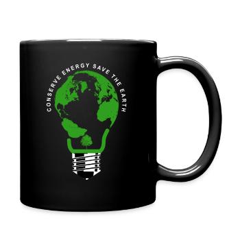 Conserve Energy Energie sparen Erde Retten - Tasse einfarbig - Schwarz - Rechts
