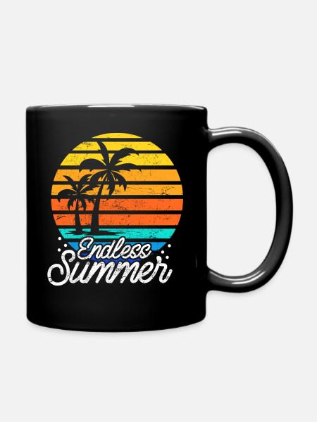 Tropischer Strand Sommerurlaub - Tasse einfarbig - Schwarz