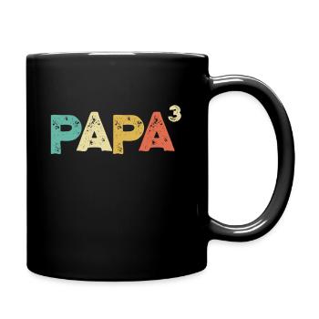 Papa hoch 3 Retro Vatertag Fun Geschenk für Väter - Tasse einfarbig - Schwarz - Rechts