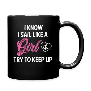 Capitaine fille voile - Mug uni - noir - Droite