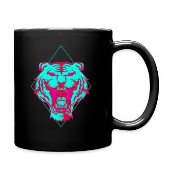 Neon Tiger face gift - Full Colour Mug - black - Right