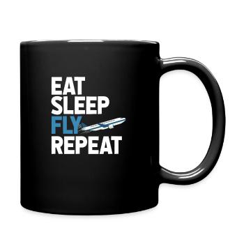 Pilot plane flight flying air gift - Full Colour Mug - black - Right