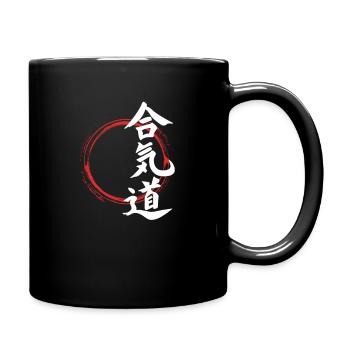 Aikido - Tasse einfarbig - Schwarz - Rechts