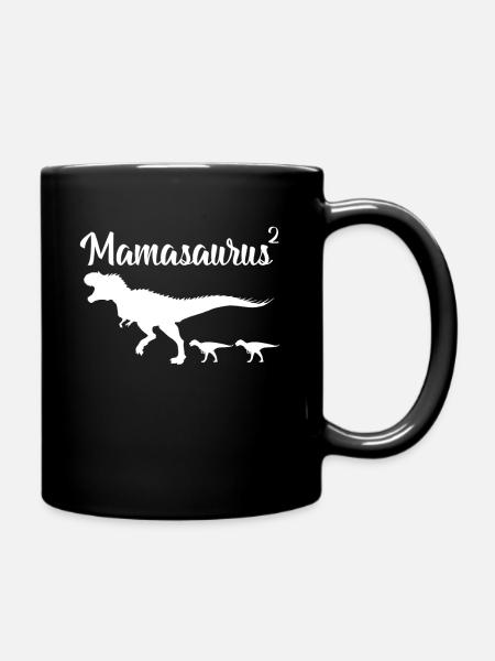 Schwanger Mamasaurus Zwillinge - Tasse einfarbig - Schwarz