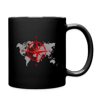 Kompasskarte Geographie Geschenk - Tasse einfarbig - Schwarz - Rechts