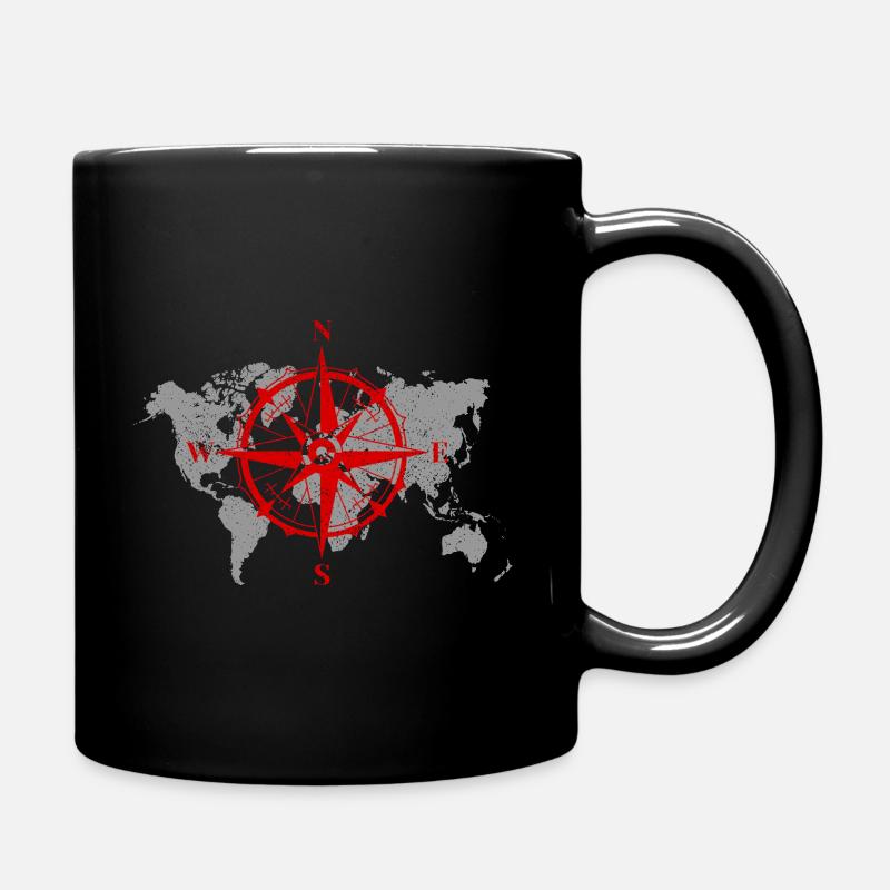 Compass map geography gift - Full Colour Mug - black