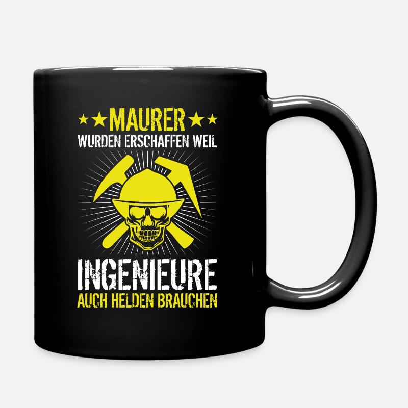 Lustiges Maurer Geschenk HELD DER INGENIEURE - Tasse einfarbig - Schwarz