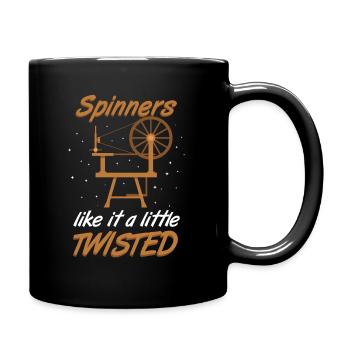 Spinnen Spinnrad Garn Wolle Geschenkidee - Tasse einfarbig - Schwarz - Rechts