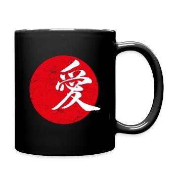 Love Japanische Kunst - Tasse einfarbig - Schwarz - Rechts