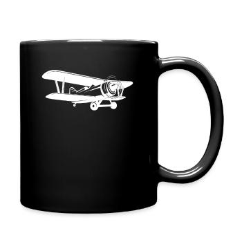 Airplane Propeller Biplane T-Shirt - Full Colour Mug - black - Right