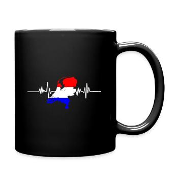 Niederlande Herzschlag - Tasse einfarbig - Schwarz - Rechts