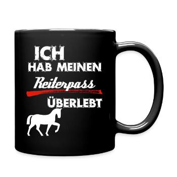 Reiterpass überlebt! Ich hab mein Pferd im Griff - Tasse einfarbig - Schwarz - Rechts