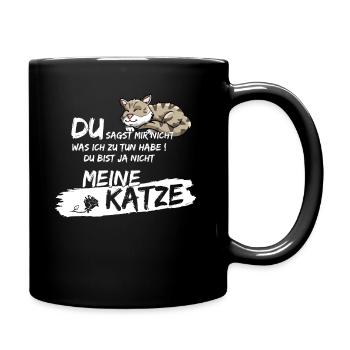 Katze Katzen Schnurren Muschi Miau Katzenshirt - Tasse einfarbig - Schwarz - Rechts
