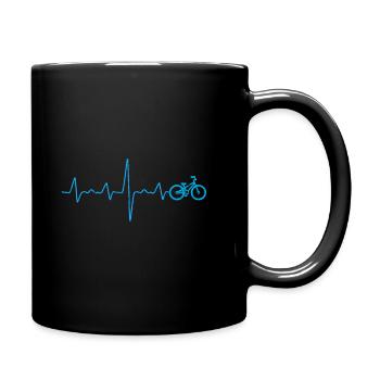 Herzschlag Fahrrad Symbol Geschenk - Tasse einfarbig - Schwarz - Rechts