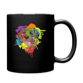 Australian Shepherd Aussie Dog Lucky - Full Colour Mug - black - Right