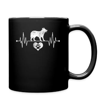 Border-Collie-Herzschlag - Tasse einfarbig - Schwarz - Rechts