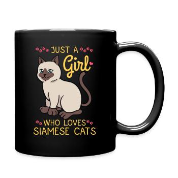 Cadeau d'amour fille chat femme chat siamois - Mug uni - noir - Droite