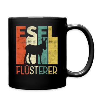 Retro Esel Flüsterer Besitzer - Tasse einfarbig - Schwarz - Rechts