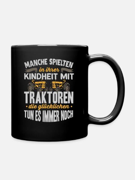 Bauer Landwirt Traktor - Tasse einfarbig - Schwarz