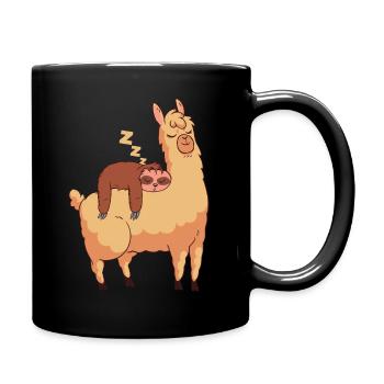 cadeau lama paresseux drôle - Mug uni - noir - Droite