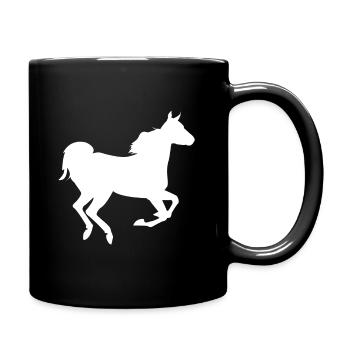 Horse arabian stallion silhouette gallop riding - Full Colour Mug - black - Right