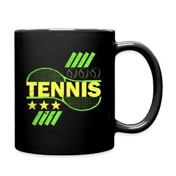 Tennis Farbmotiv Tennisschläger Geschenkidee - Tasse einfarbig - Schwarz - Rechts