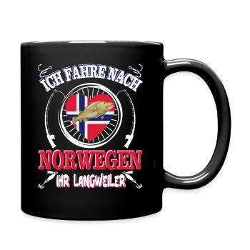 Cooler Spruch "Ich fahre nach Norwegen" Geschenk - Tasse einfarbig - Schwarz - Rechts