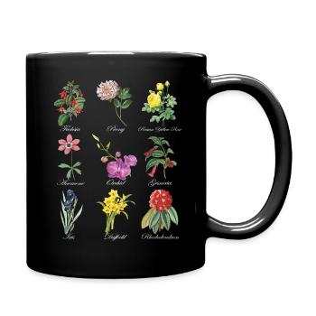Vintage Botanical Floral Flower T-Shirt - Tasse einfarbig - Schwarz - Rechts