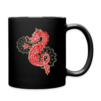 Dragon chinois avec cadeau mandala - Mug uni - noir - Droite