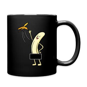Banane Bananenschale Nackt Comic Lustig Geschenk - Tasse einfarbig - Schwarz - Rechts