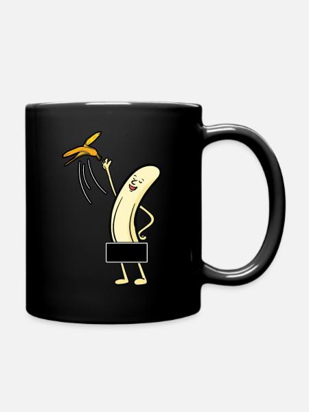 Banane Bananenschale Nackt Comic Lustig Geschenk - Tasse einfarbig - Schwarz