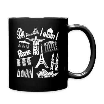 World trip to famous architecture around the world - Full Colour Mug - black - Right